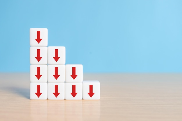 Business decline performance decrease arrow drop down Market loss concept