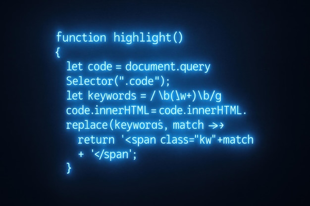 JavaScript code syntax highlighting