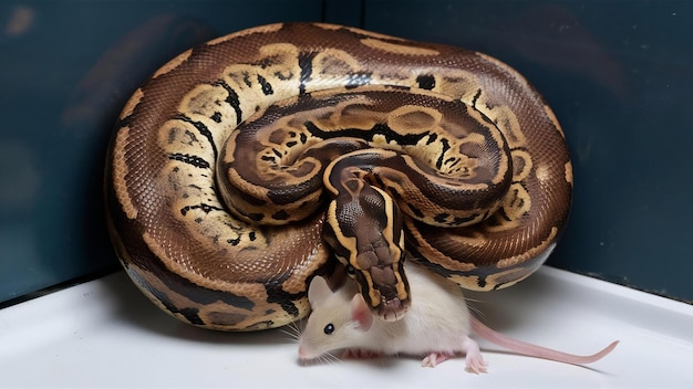 Python Royal Python Ball Python Python Regius isst eine Maus