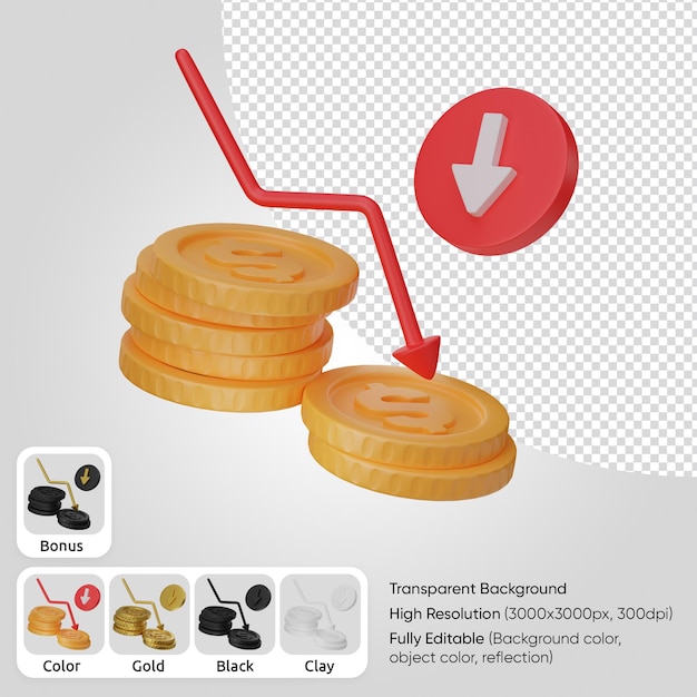 3d coins decrease
