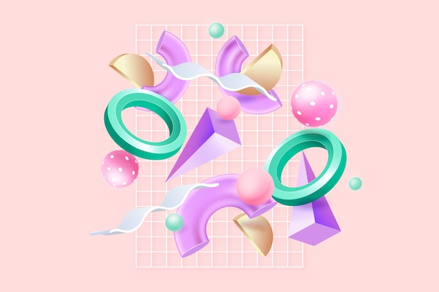 抽象3dレンダリングされたオブジェクトセット