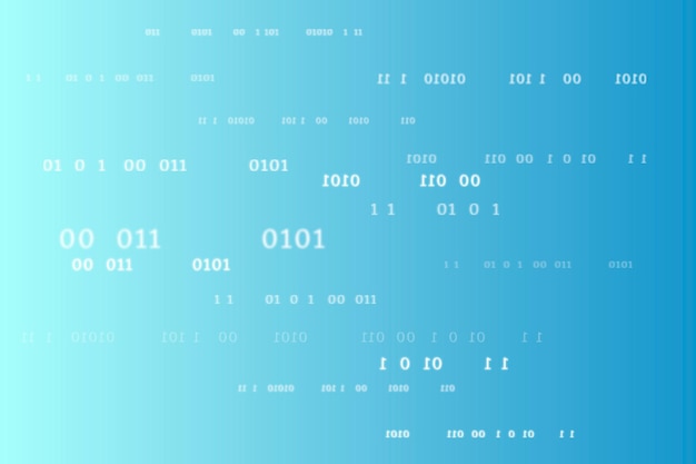 binary code pattern on blue background