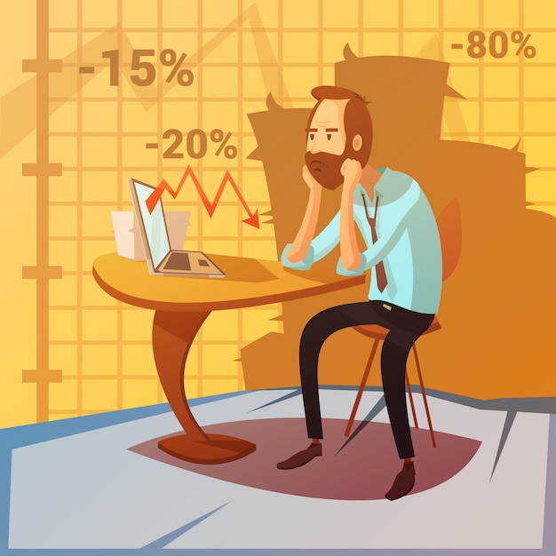 business failure background with recession and decrease symbols