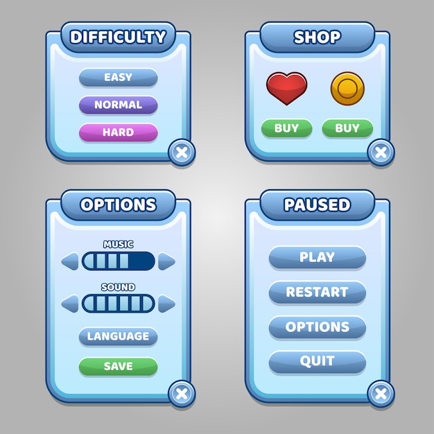 complete menu of graphical user interface gui.