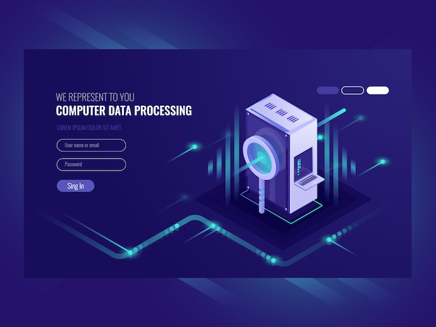 computer data processing, search engine optimisation, server room
