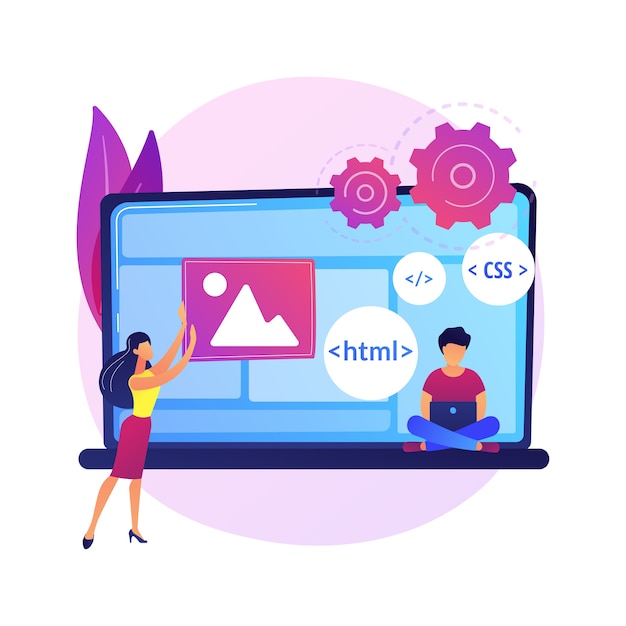 css and html programming languages. computer programming , coding, it. female programmer cartoon character. software, website development .