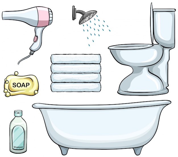 different types of bathroom objects