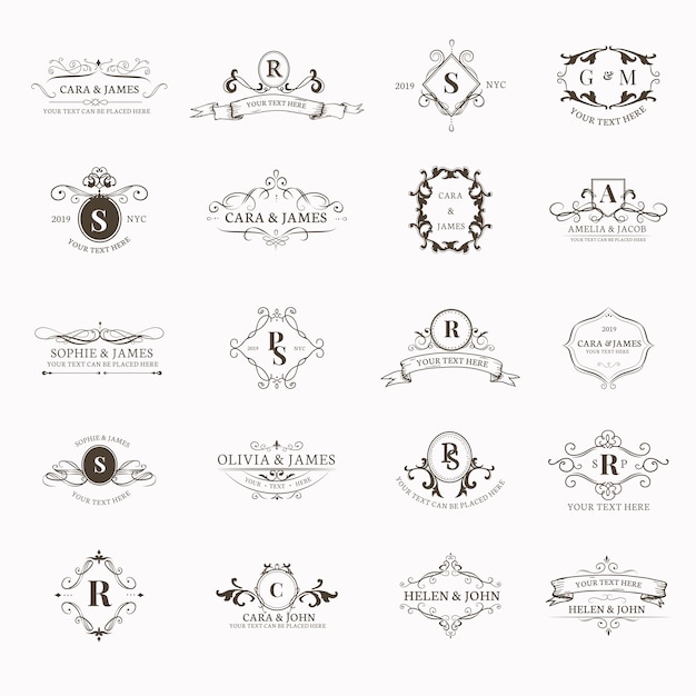 emblems with initials set