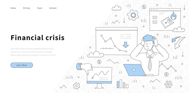 financial crisis economic decrease banner