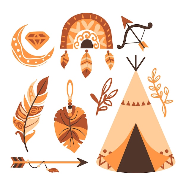 flat boho elements collection