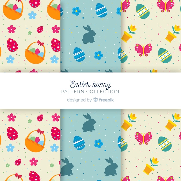 flat easter elements pattern set