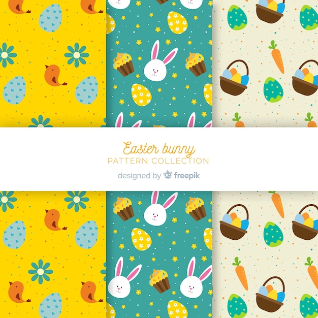 flat easter elements pattern set