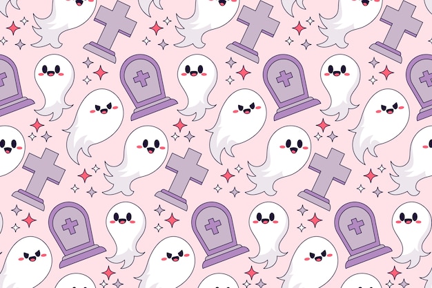 hand drawn ghost pattern background