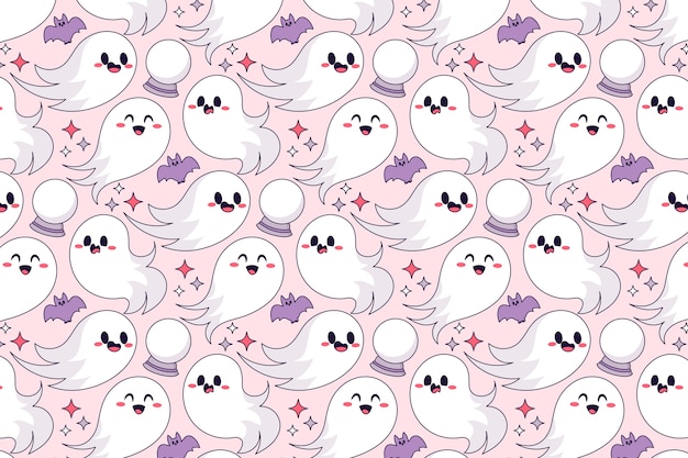 hand drawn ghost pattern background