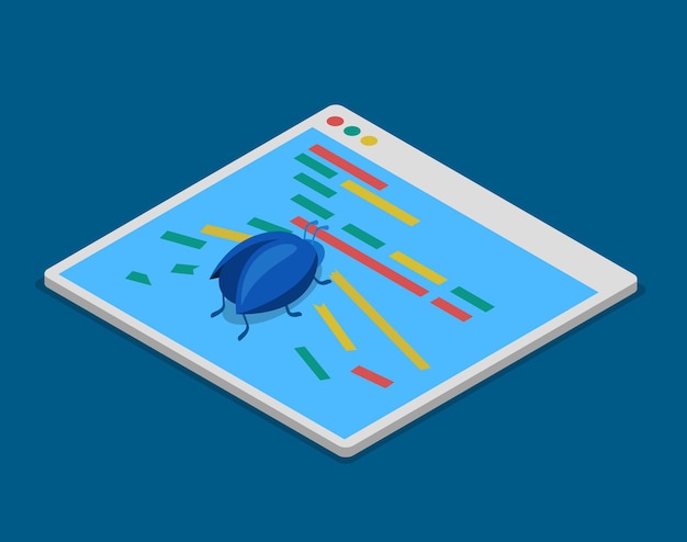program code bug technology development programming coding flat isometric