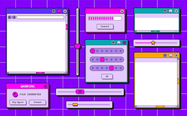 レトロ UI インターフェース要素セット