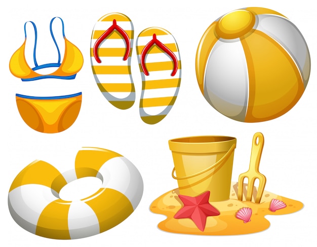 set of beach objects