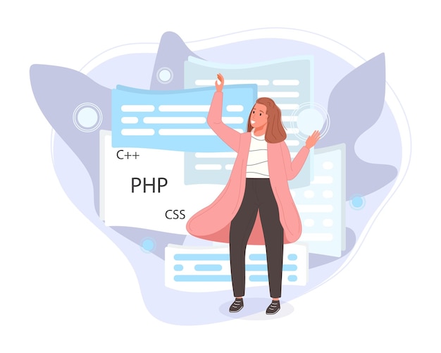 software developers working of script coding engineer character programming languages vector