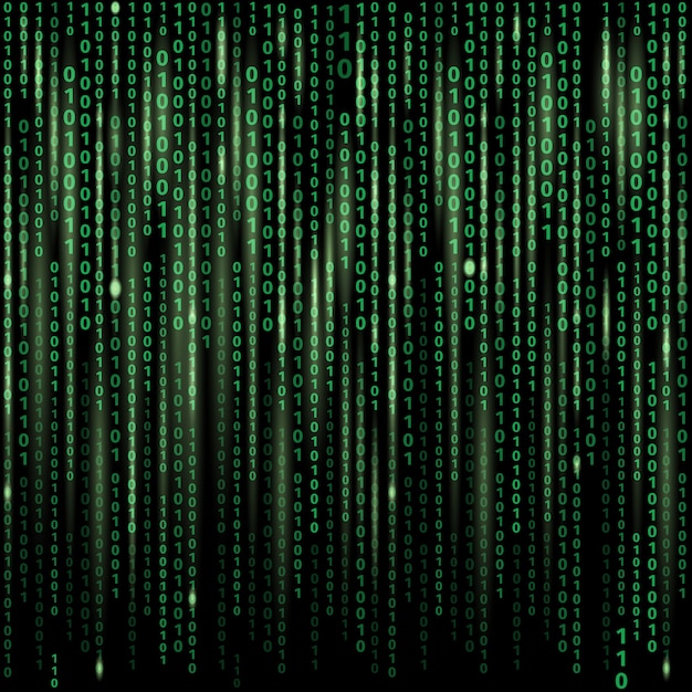 stream of binary code on screen. abstract vector background. data and technology, decryption and encryption