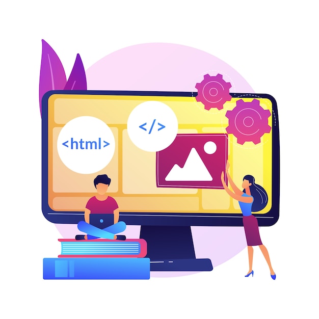 web developers courses. computer programming, web design, script and coding study. computer science student learning interface structure components 