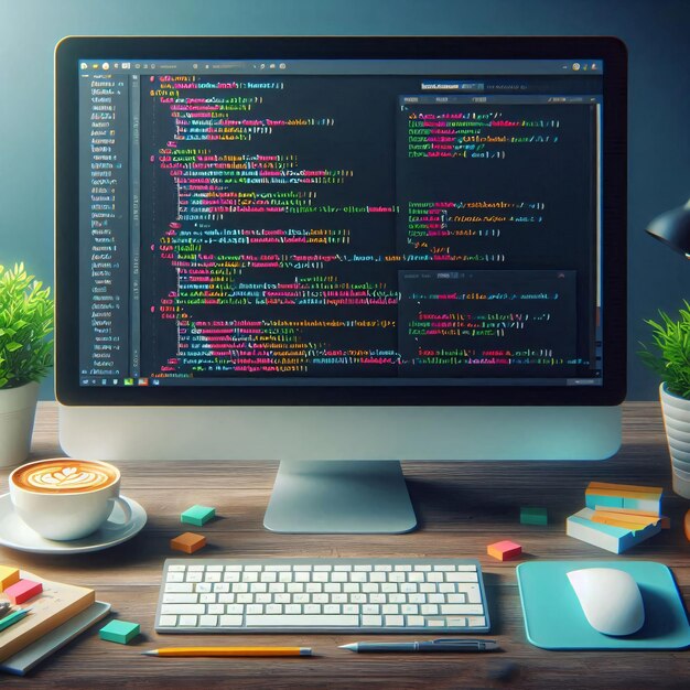 Programmation avec le code source HTML PHP et JavaScript sur le moniteur