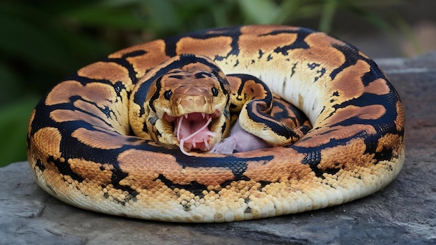 Python royal python ball python python regius mangeant une souris