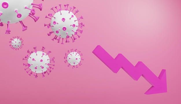 3d render of the decrease in incidence during the second and third waves of covid19