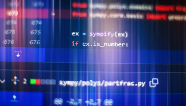 abstract computer script about big data and blockchain database software developer programming code mining cryptocurrency process program on display pc using software