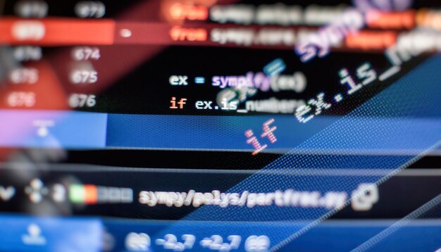abstract computer script about big data and blockchain database software developer programming code mining cryptocurrency process program on display pc using software