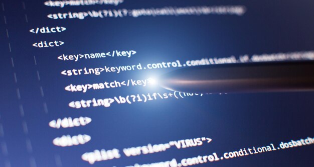abstract computer script code programming code screen of software developer software programming work time