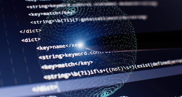 abstract computer script code programming code screen of software developer software programming work time