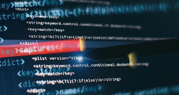 abstract computer script code programming code screen of software developer software programming work time