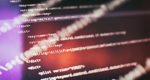 abstract computer script code programming code screen of software developer software programming work time