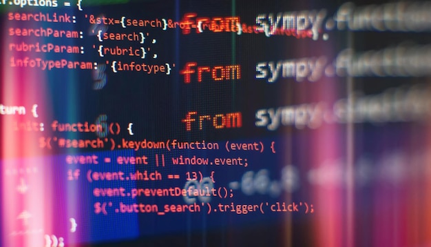 abstract computer script code programming code screen of software developer software programming work time