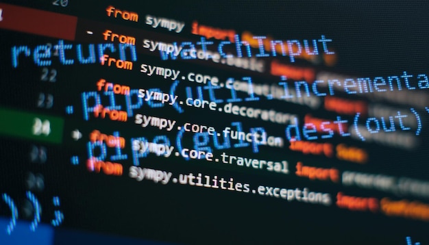 abstract computer script code programming code screen of software developer software programming work time