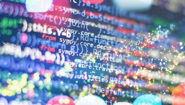 abstract computer script code programming code screen of software developer software programming work time