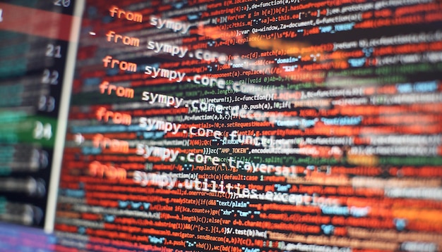 abstract computer script code programming code screen of software developer software programming work time