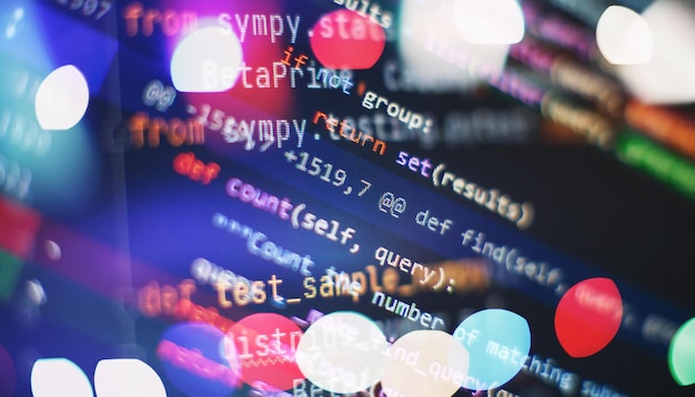 abstract computer script code programming code screen of software developer software programming work time