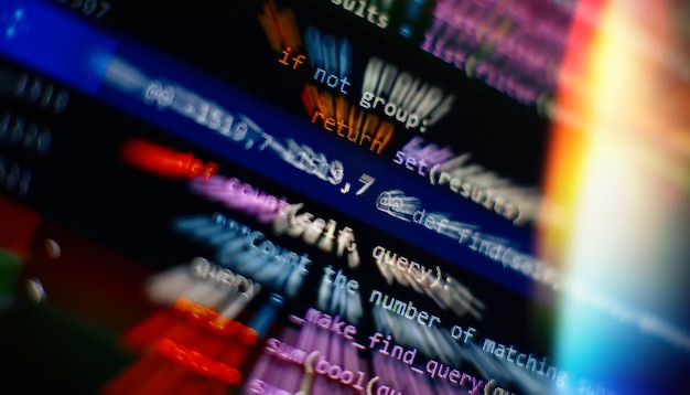 abstract computer script code programming code screen of software developer software programming work time