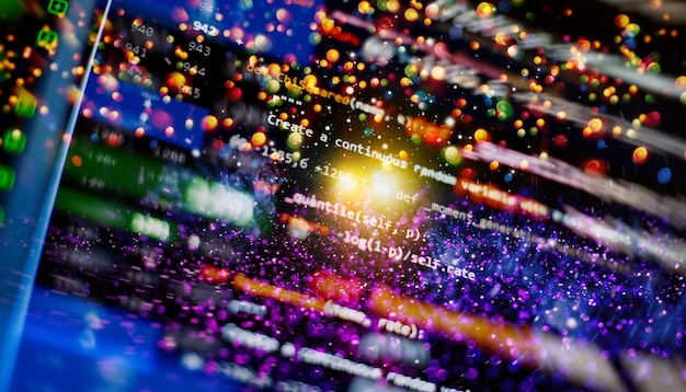 abstract computer script code programming code screen of software developer software programming work time