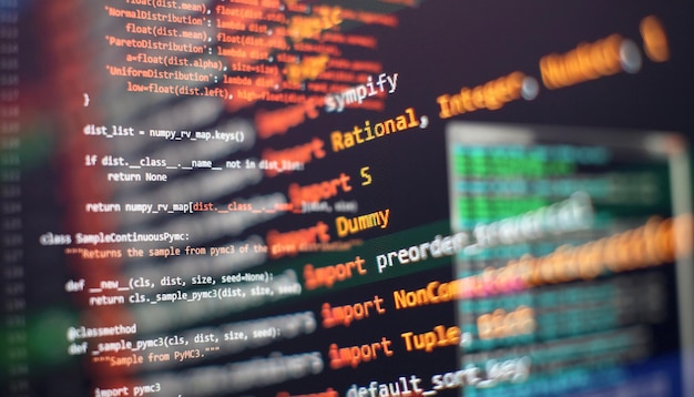 abstract computer script code programming code screen of software developer software programming work time