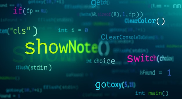 abstract modern tech of programming code screen developer. c programming language of computer script and technology background of software.