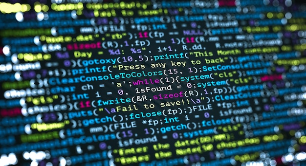 abstract modern tech of programming code screen developer c programming language of computer script and technology background of software