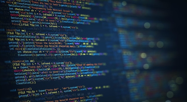 abstract modern tech of programming code screen developer c programming language of computer script and technology background of software
