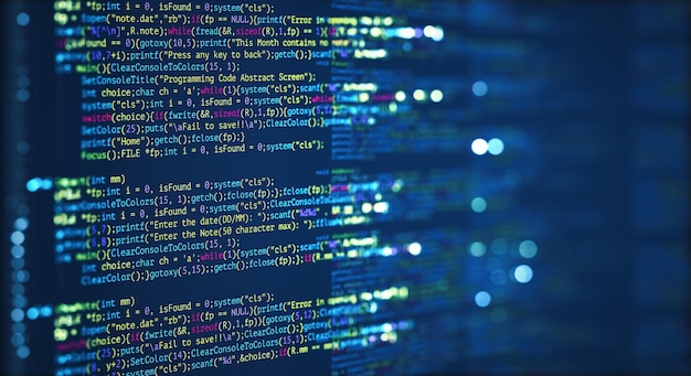abstract modern tech of programming code screen developer c programming language of computer script and technology background of software