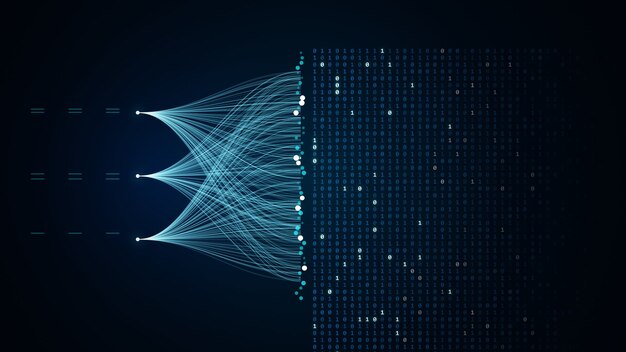 abstract visualization of binary code data streams processingstructure