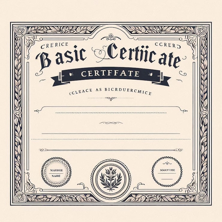Photo a certificate that says basic basic basic basic basic basic basic basic basic