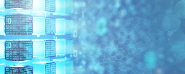 computer code digital technologies big data data block cube with binary code abstract technical background binary code hacker attack blockchain network data flow 3d rendering