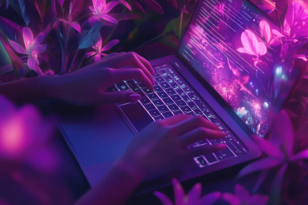 computer programmer software engineer typing coding javascript on laptop computer