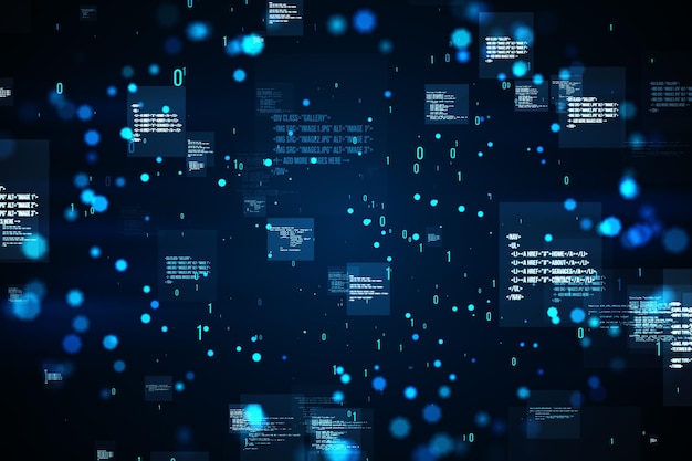 creative binary coding backdrop software programming code 3d rendering